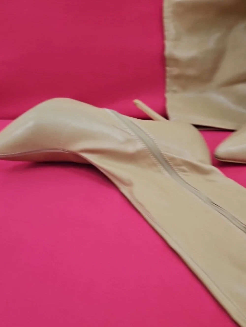 Classic Pointed Toe Stiletto Booties in Beige